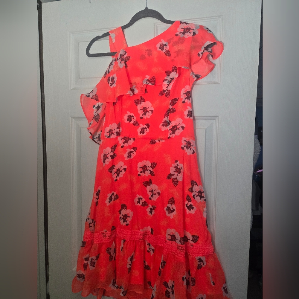 Orange flowered dress